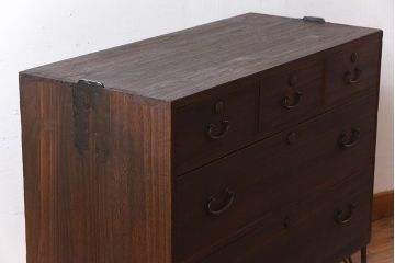 アンティーク家具　鉄脚付き　総桐材の衣装箪笥サイドボード