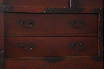 アンティーク家具　古民具・骨董　前面欅材製　江戸明治期の三国車箪笥