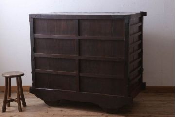 アンティーク家具　古民具・骨董　前面欅材製　江戸明治期の三国車箪笥