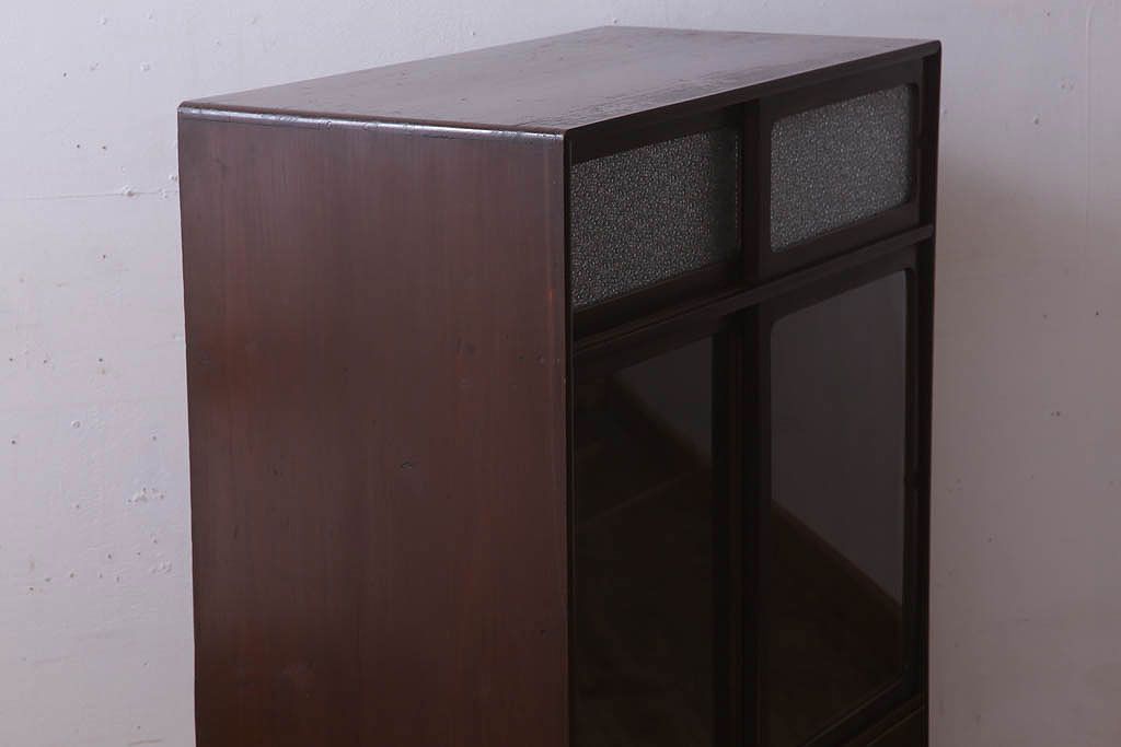 アンティーク家具　ダイヤガラス入り!和製アンティークの古い茶箪笥