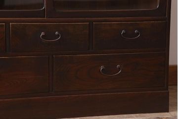 アンティーク家具　ダイヤガラス入り!和製アンティークの古い茶箪笥