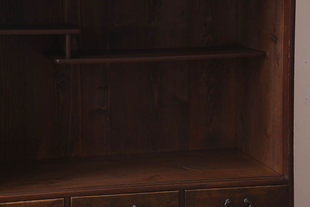 アンティーク家具　ダイヤガラス入り!和製アンティークの古い茶箪笥