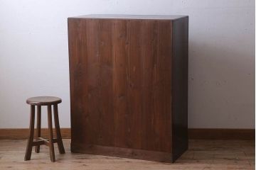 アンティーク家具　ダイヤガラス入り!和製アンティークの古い茶箪笥