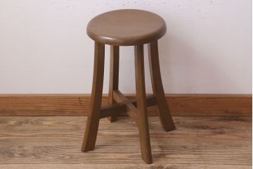 アンティーク家具　シンプルデザイン　アンティークの丸型スツール(3)