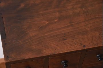 アンティーク家具　古い木製のアンティーク薄型薬箪笥(引き出し)