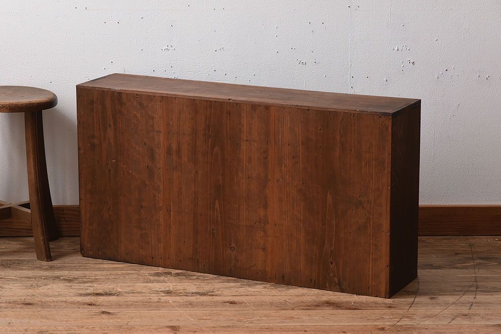 アンティーク家具　古い木製のアンティーク薄型薬箪笥(引き出し)