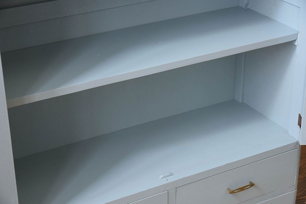 アンティーク家具　モールガラス入り!アンティークのペイント本箱(ブックケース)