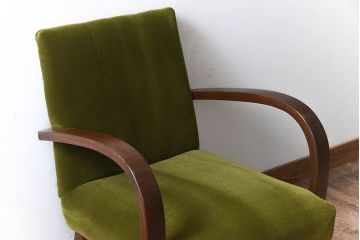 レトロ家具　ブナ材　シンプルでレトロなアンティーク1人掛けアームソファ(1)