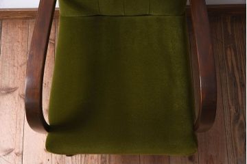 レトロ家具　ブナ材　シンプルでレトロなアンティーク1人掛けアームソファ(1)