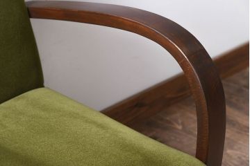 レトロ家具　ブナ材　シンプルでレトロなアンティーク1人掛けアームソファ(1)