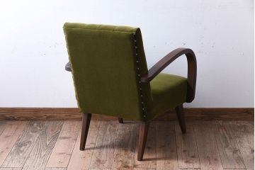 レトロ家具　ブナ材　シンプルでレトロなアンティーク1人掛けアームソファ(1)