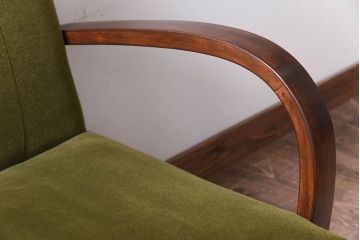 レトロ家具　ブナ材　シンプルでレトロなアンティーク1人掛けアームソファ(2)