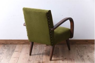 レトロ家具　ブナ材　シンプルでレトロなアンティーク1人掛けアームソファ(2)