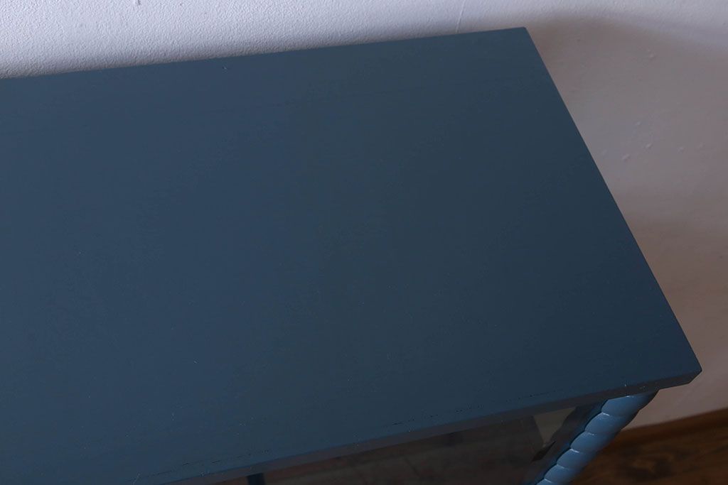 レトロ家具　昭和レトロ　チェッカーガラス入り!ペイント本箱