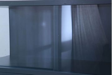 レトロ家具　昭和レトロ　チェッカーガラス入り!ペイント本箱