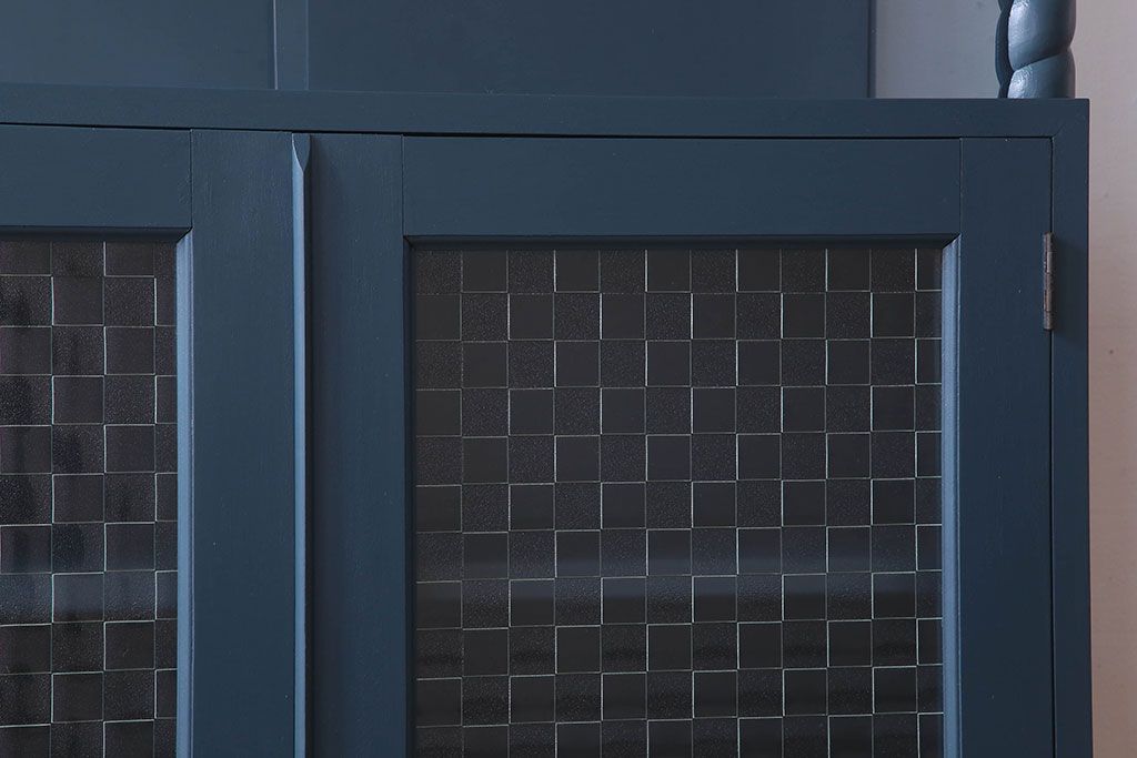 レトロ家具　昭和レトロ　チェッカーガラス入り!ペイント本箱