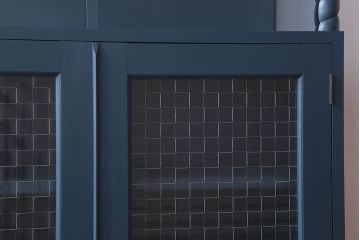 レトロ家具　昭和レトロ　チェッカーガラス入り!ペイント本箱