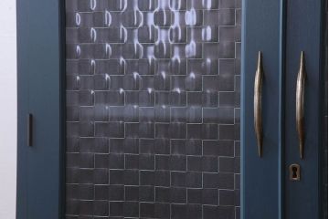 レトロ家具　昭和レトロ　チェッカーガラス入り!ペイント本箱