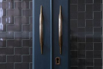 レトロ家具　昭和レトロ　チェッカーガラス入り!ペイント本箱