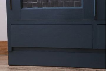 レトロ家具　昭和レトロ　チェッカーガラス入り!ペイント本箱