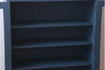 レトロ家具　昭和レトロ　チェッカーガラス入り!ペイント本箱