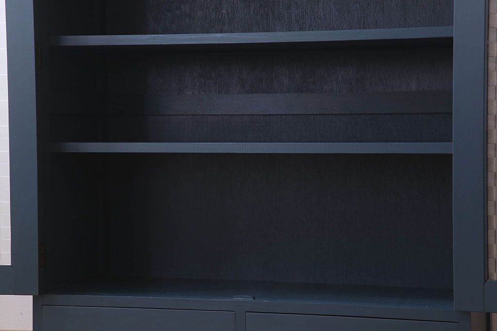 レトロ家具　昭和レトロ　チェッカーガラス入り!ペイント本箱