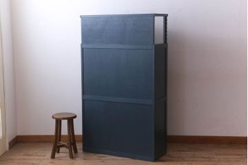 レトロ家具　昭和レトロ　チェッカーガラス入り!ペイント本箱