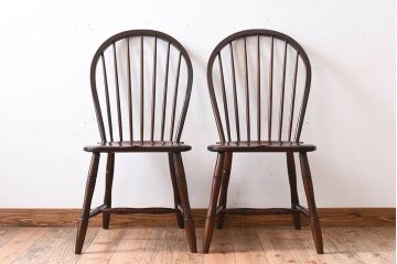 中古　松本民芸家具　#72 リーチチェア(ダイニングチェア)2脚セット(1)