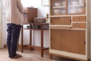 アンティーク家具　総欅材　シンプルなアンティーク平机(サイドテーブル)