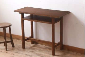 アンティーク家具　総欅材　シンプルなアンティーク平机(サイドテーブル)
