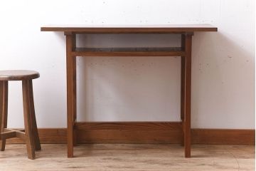 アンティーク家具　総欅材　シンプルなアンティーク平机(サイドテーブル)