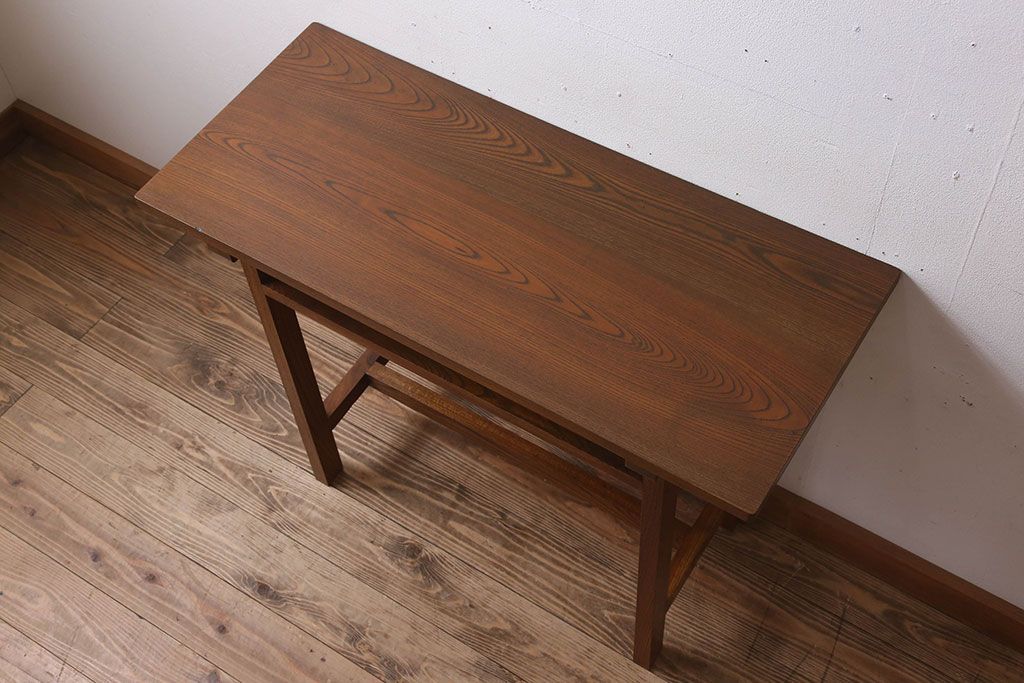 アンティーク家具　総欅材　シンプルなアンティーク平机(サイドテーブル)