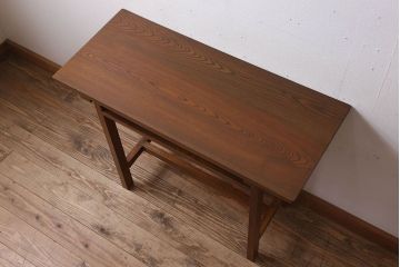 アンティーク家具　総欅材　シンプルなアンティーク平机(サイドテーブル)