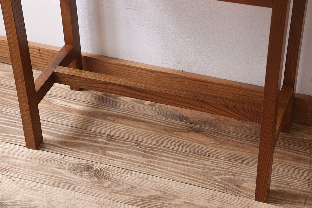 アンティーク家具　総欅材　シンプルなアンティーク平机(サイドテーブル)