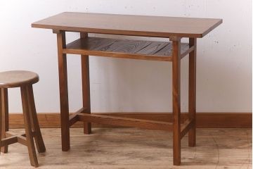アンティーク家具　総欅材　シンプルなアンティーク平机(サイドテーブル)
