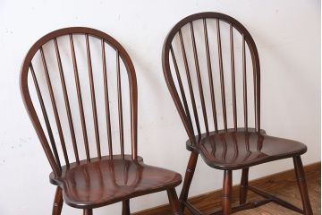 中古　松本民芸家具　#72 リーチチェア(ダイニングチェア)2脚セット(3)