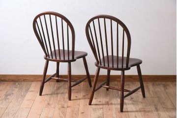 中古　松本民芸家具　#72 リーチチェア(ダイニングチェア)2脚セット(3)