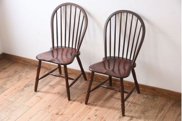 中古　松本民芸家具　#72 リーチチェア(ダイニングチェア)2脚セット(3)