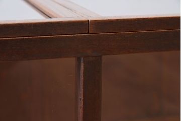 アンティーク家具　アンティーク　欅材　上蓋開き扉の小ぶりな横型ガラスケース(1)