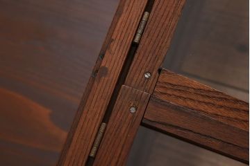 アンティーク家具　アンティーク　ケヤキ材　上蓋開き扉の小ぶりな横型ガラスケース(2)