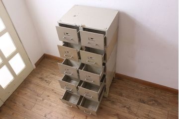 ヴィンテージ家具　フランスビンテージ　5段スタッキング書類ケース(ドロワー、チェスト、小物収納、引き出し)(1)(R-023524)