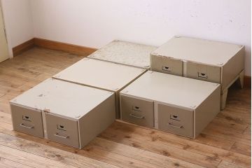 ヴィンテージ家具　フランスビンテージ　5段スタッキング書類ケース(ドロワー、チェスト、小物収納、引き出し)(1)(R-023524)