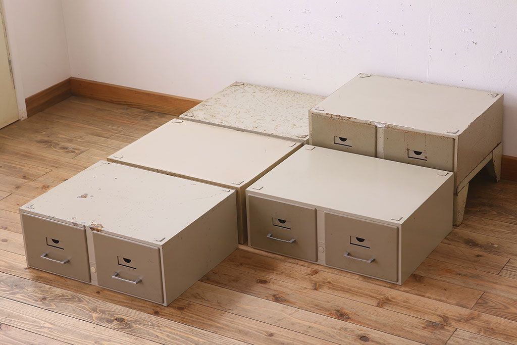 ヴィンテージ家具 フランスビンテージ 5段スタッキング書類ケース(ドロワー、チェスト、小物収納、引き出し)(1)(R-023524)