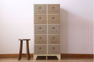 ヴィンテージ家具　フランスビンテージ　5段スタッキング書類ケース(ドロワー、チェスト、小物収納、引き出し)(2)(R-023525)