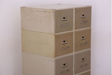 ヴィンテージ家具　フランスビンテージ　5段スタッキング書類ケース(ドロワー、チェスト、小物収納、引き出し)(2)(R-023525)