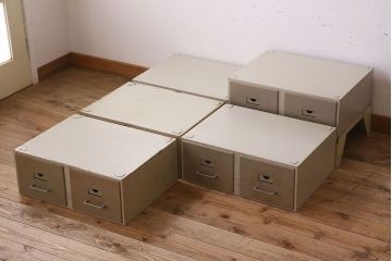 ヴィンテージ家具　フランスビンテージ　5段スタッキング書類ケース(ドロワー、チェスト、小物収納、引き出し)(2)(R-023525)