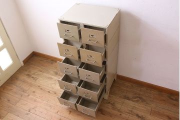 ヴィンテージ家具　フランスビンテージ　5段スタッキング書類ケース(ドロワー、チェスト、小物収納、引き出し)(2)(R-023525)