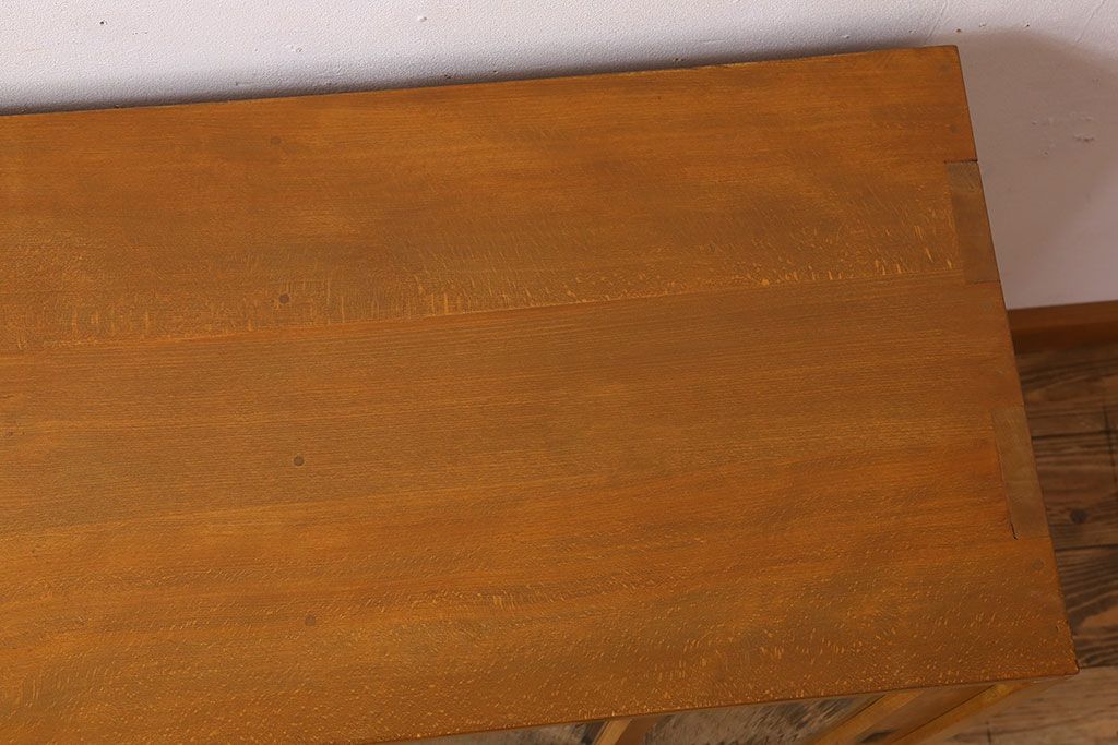 アンティーク家具　モールガラス引き戸　ブナ材　小ぶりなアンティーク収納棚