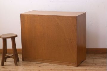 アンティーク家具　モールガラス引き戸　ブナ材　小ぶりなアンティーク収納棚