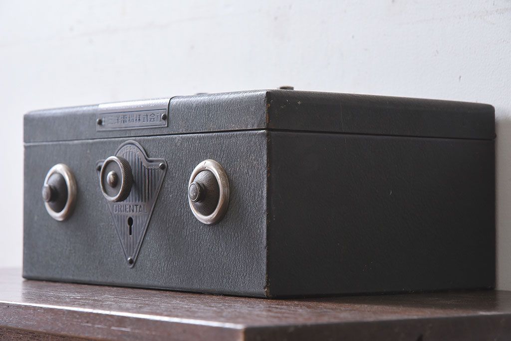 アンティーク雑貨　ジャンク品　昭和レトロ　三洋電機株式会社　古い手提げ金庫